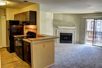 Unit kitchen and fireplace